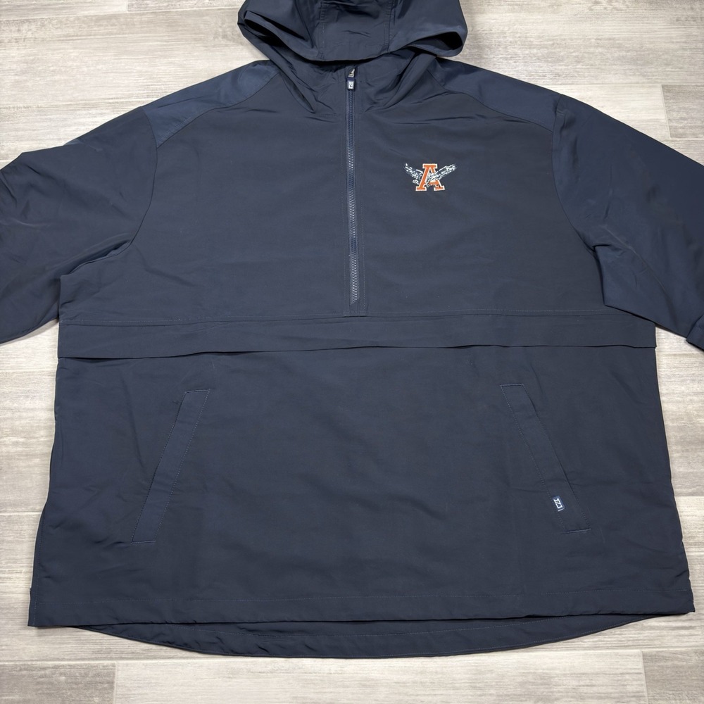 Auburn Tigers Cutter & Buck Mens 2XL Charter Eco Recycled Half-Zip Anorak Jacket